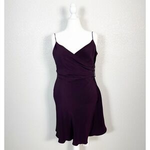 90s Vintage Jones New York Women's Ruched Waist Cocktail Dress Purple Jewel Tone